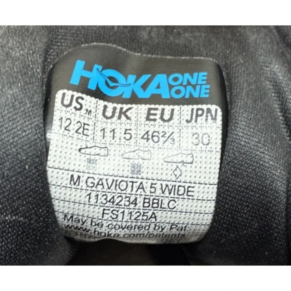 Hoka One Gaviota 5 Men's Size 12 2E Wide Triple Black Bblc Running Hiking Shoes - Picture 12 of 12